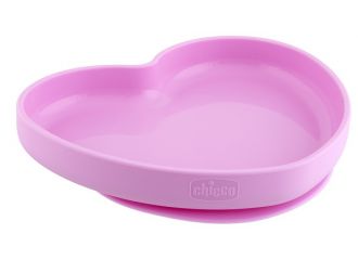 Chicco piatto cuore ventosa silicone rosa